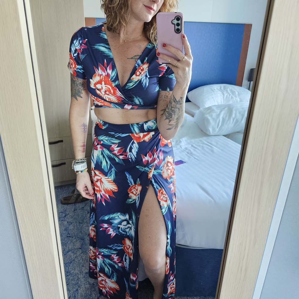 Floral Wrap Crop Top and Skirt Set